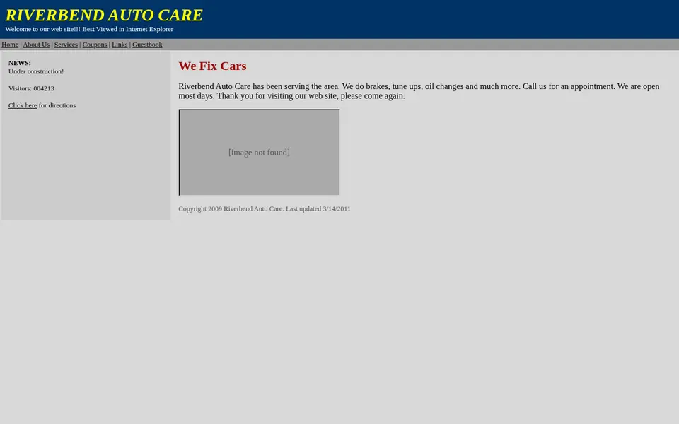 Before: an outdated website for the same made-up business